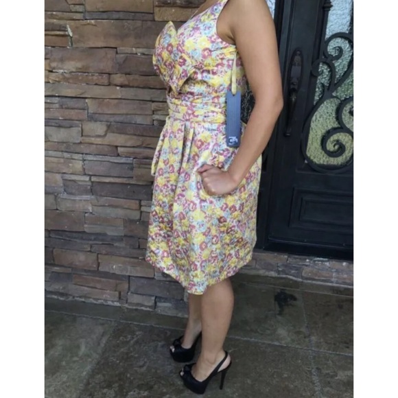 NWT ZAC POSEN Floral Brocade Bow Sleeveless Dress - Picture 5 of 8